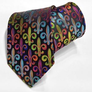 Black Multicolor Geometric Crest Lawrence Ivey Tie